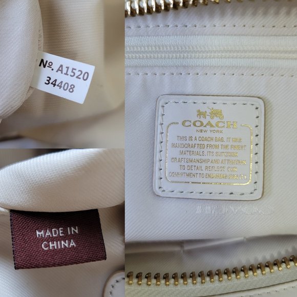 COACH Swagger Carryall Pebbled White Leather Top Handle Bag Gold - Picture 10 of 13